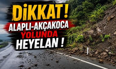 ALAPLI -AKÇAKOCA YOLUNDA HEYELAN !
