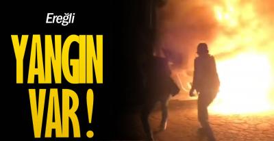 EREĞLİ'DE TIR ALEVLERE TESLİM OLDU