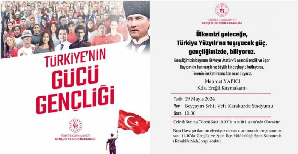 EREĞLİ'DE 19 MAYIS PROGRAMI BELLİ OLDU