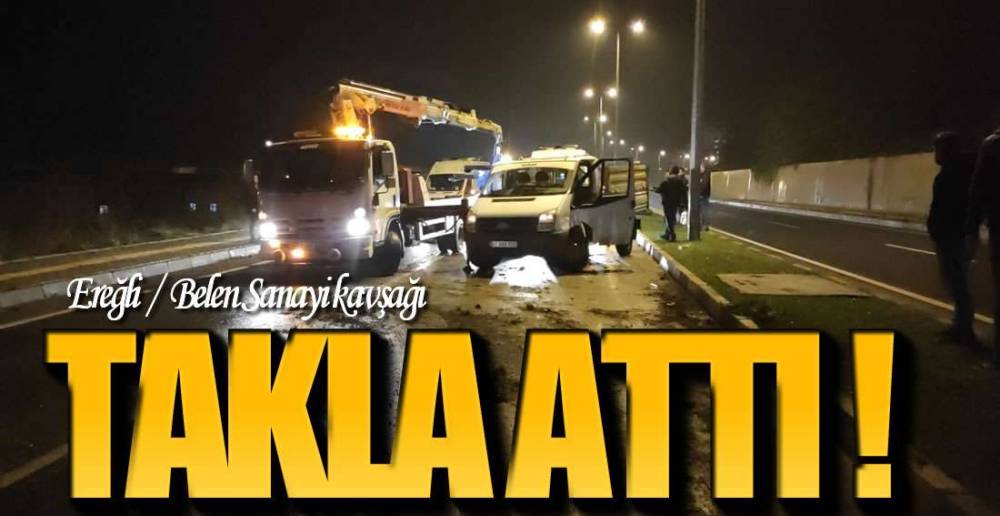 SANAYİ KAVŞAĞINDA TAKLA ATTI !