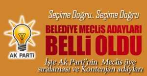 İŞTE AK PARTİ EREĞLİ MECLİS LİSTESİ