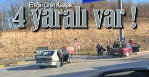 ÖREN KAVŞAĞINDA KAZA ; 4 YARALI