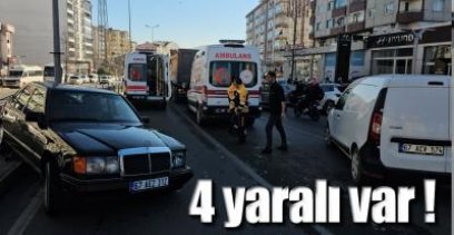 EREĞLİ'DE KAMYON OTOMOBİLİ SÜRÜKLEDİ ; 4 YARALI !