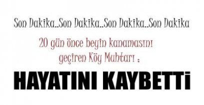 KÖY MUHTARI HAYATINI KAYBETTİ..